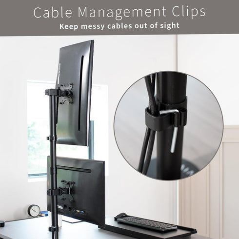 VIVO Dual Vertically Stacked Monitor Desk Mount, Adjustable Stand for 2 Ultrawides up to 34 inches