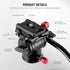 NEEWER Fluid Tripod Head with Handle, Aluminum Alloy Panorama Drag Pan Tilt Head, Max Load: 3kg/6.6lb, GM23 Red