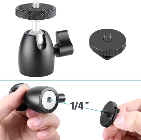 Neewer Mini Tripod Ball Head Mount with Phone Holder, Compatible with Compact DSLR Camera, Load Up to 4.4 lbs