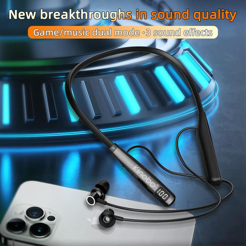 6.0 100 PlaytimeIPX7 Kinobo Neckband Bluetooth Headphones, Bluetooth Hours Sports Waterproof Earbuds with Microphone