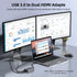 XinYaa 3.0 3.0 2X 3 USB to Dual HDMI Adapter, USB A to HDMI Monitor Converter, HDM I Splitter for Dual Monitors
