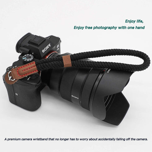 Comfortable Black Cotton Camera Hand Wrist Strap for Sony A7 A9 A6000 A6300 A6500 & Fujifilm X-T30 X-T20