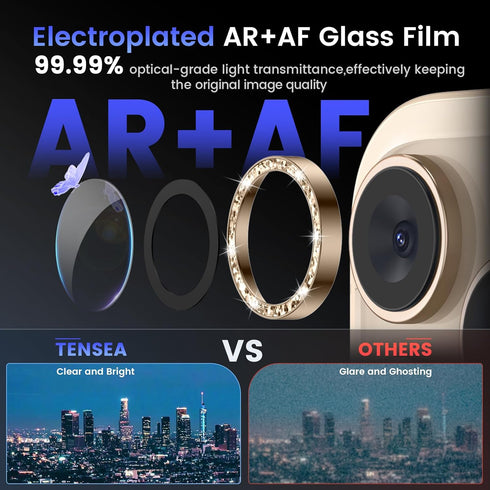 16 Max/16 Pro/14 Max/14 Tensea Camera Lens Protector Compatible for iPhone Pro Pro Pro, Metal Aluminum Alloy Tempered