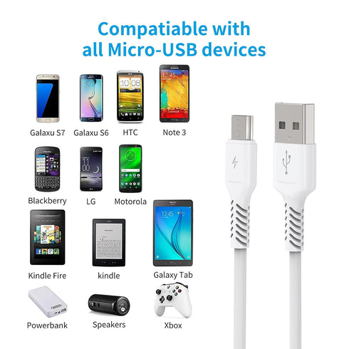 Short Micro USB Cable 1ft, 5 Pack Android Micro USB Standard 2.0 Charger Cord for Samsung Galaxy S7/J7, HTC, LG, Kindle