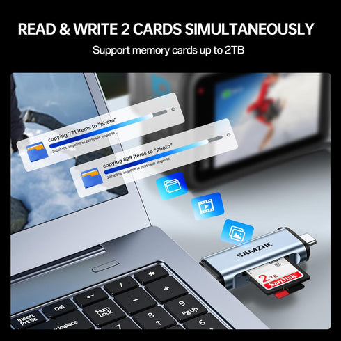 SAMZHE 3.0 2 1 17 16 15 SD Card Reader USB C, USB Micro SD Card Reader in Memory Card Reader for MicroSD SDHC SDXC