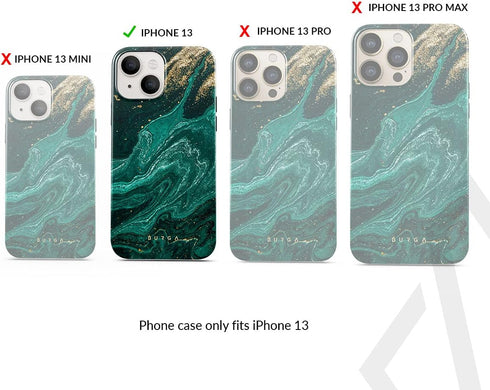 BURGA Phone Case for iPhone 13 - Cute Aesthetic Pattern Hard Shell Protection Cover for Women and Men, Emerald Pool