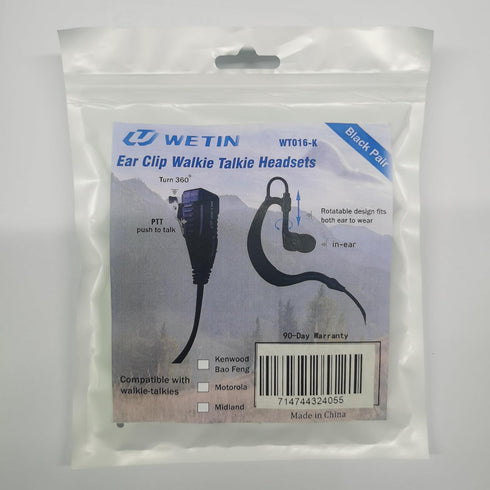 G Shape in-Ear Headphone Two Way Radio Earpiece with PTT, 2.5mm+3.5mm 2-Pin Walkie Talkie Headsets Single Wire Mic
