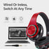 Bluetooth Over Ear Headphones with Deep Bass, LED Foldable Stereo, Wired and Wireless Headset for Smart Phone/TV/PC