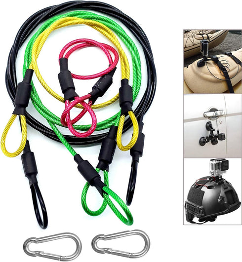 Camera Safety Tether, Stainless Steel Cable Wire Colorful Coating Lanyard with Hook