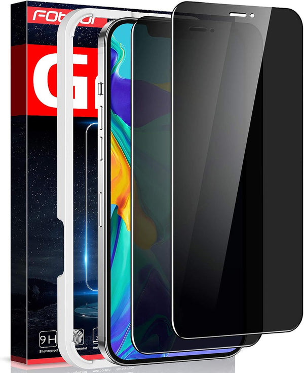 Fotbor iPhone 12 Pro Privacy Screen Protector - 2X Anti-Spy, Shatterproof, Full Coverage 9H Tempered Glass for iPhone