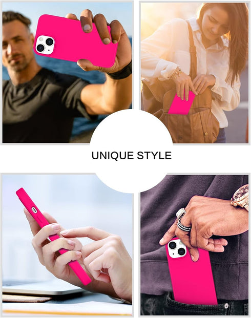 BENTOBEN Soft Silicone Gel Case for iPhone 14, Shockproof Protective Phone Cover, Hot Pink