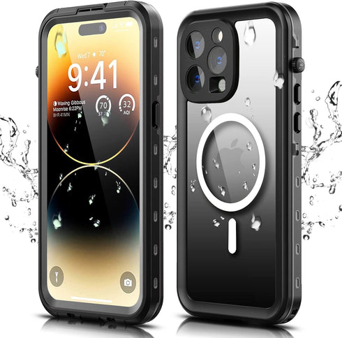 Hllhunkhe Waterproof Case for iPhone 14 Pro Max, Full Body Shockproof Dustproof with Screen Protector, Black 6.7''