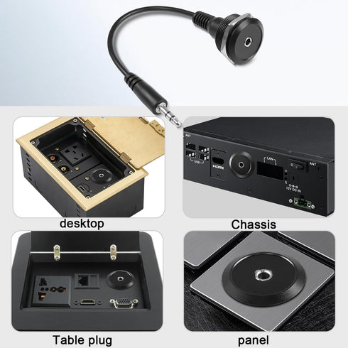 QIANRENON TRS 3.5mm Stereo Connector, 1/8 TRS Male to Female Short Cable, Panel Mount Headphone Adapter for Microphones