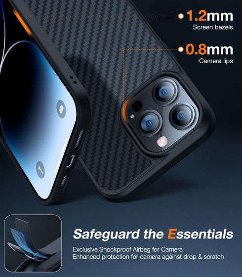 TORRAS Upgraded Stronger Magnetic Case for iPhone 14 Pro, 12 FT Military Grade Drop Tested, Scratch Resistant, Black