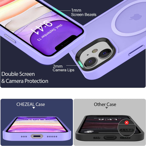 iPhone 11 Case - Light Purple, Shockproof, 13FT Drop Resistant, Translucent Matte, Strong Magnetic, Compatible with