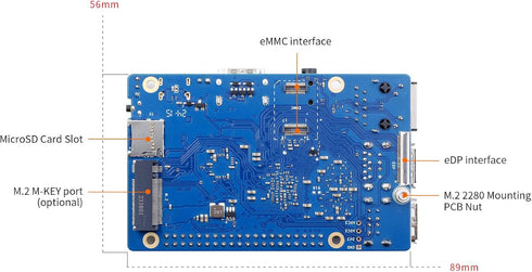 RK3566 Quad Core 64 Bit Single Board Computer 3B 2G V2.1 Version, 1.8 GHz, WiFi Bluetooth, Open Source Board for Orange