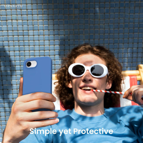 ORNARTO 17e 16e 6.1", 3 16e 17e-Blue Compatible with iPhone Case and for iPhone Case Liquid Silicone Layers Full