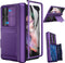 Viaotaily Dark Purple Case for Samsung Galaxy Z Fold 3 with Card Holder & Slide Camera Cover, Built-in Screen Protector