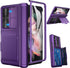 Viaotaily Dark Purple Case for Samsung Galaxy Z Fold 3 with Card Holder & Slide Camera Cover, Built-in Screen Protector