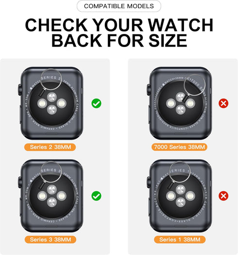 Misxi 2 Pack Hard PC Case with Tempered Glass Screen Protector Compatible with Apple Watch Series 3/2 38mm, Anti-Drop