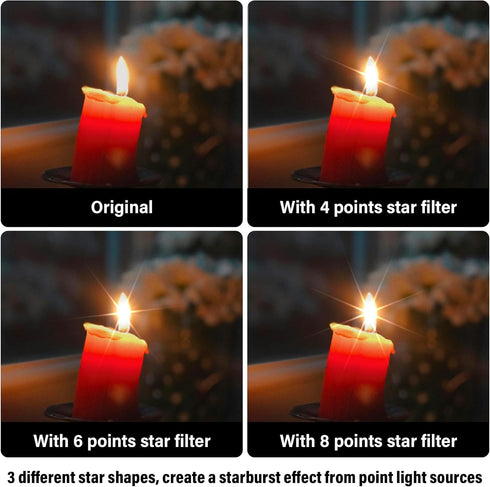 Walking Way 55mm Variable Star Filter Set, 4,6,8 Points Cross Screen Starburst Effect for DSLR Lens