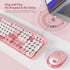 Typewriter Wireless Keyboard and Mouse Combo, 2.4G Office 104 Keys Full Size Retro Punk Keyboard with Round Keycaps