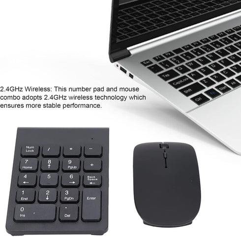 SUNGOOYUE Number Pad, Plug and Play 2.4GHz Wireless Technology 1200 DPI Sensitive Number Pad Mouse Combo for Home Office (Black)