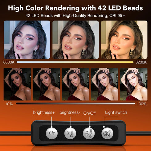 Ring Light for Laptop/Computer, 4'' Small Video Conference Lighting with Tripod, 3 Light Modes & 10 Brightness