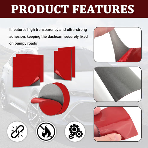 YGDMD 6PCS Dash Cam Adhesive Pads,Heat Resistant Dash Cam Sticky Pads with Strong Adhesive Force,Cuttable Sticky Pad