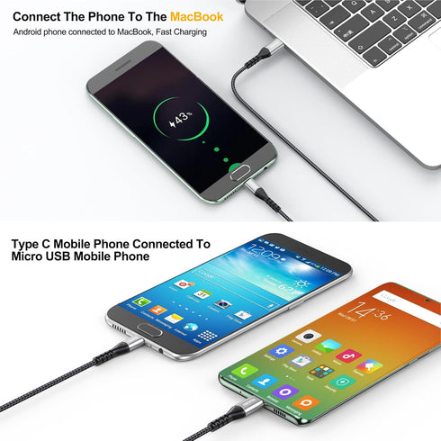 FEMORO USB C to Micro USB Cable 6 Inch Short, USB-C to Micro USB Adapter, 0.65 FT OTG Cable, 480Mbps Data Transfer &