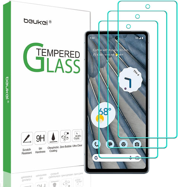 beukei 3 Pack Tempered Glass Screen Protector for Google Pixel 7a 5G, Touch Sensitive, Case Friendly, 9H Hardness