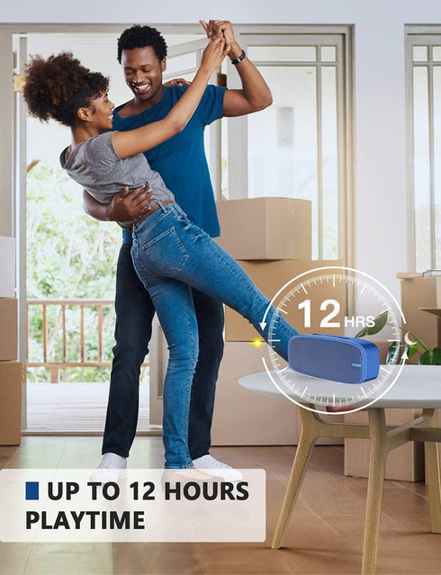 LENRUE Bluetooth Speaker - Wireless Portable with Loud Stereo Sound, Rich Bass, 12-Hour Playtime (Blue)