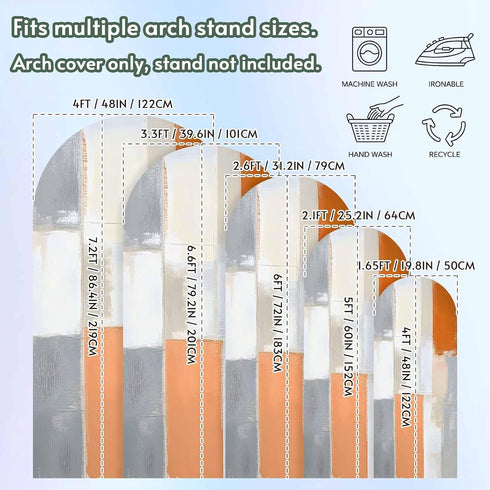 Jnbasdffb 6.6 Modern Orange Beige Wedding Arch Cover,Stretchy Spandex Arch Backdrop Stand Covers FT,Abstract Oil