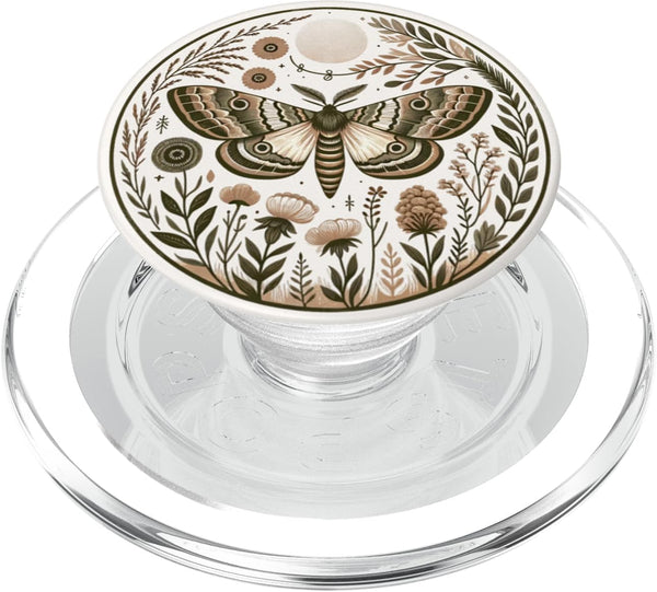 Cute Cottagecore Moth Nature Lover Gifts Cream White Phone PopSockets PopGrip for MagSafe