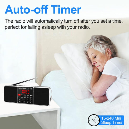 LEFON Multifunction Digital FM Radio Media Speaker MP3 Music Player with LED Screen, TF Card, USB Drive, Timing