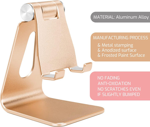 Aluminum Alloy Cell Phone Stand, Adjustable Tabletop Metal Phone Holder, Desktop Phone Dock Holder, Smartphone Cradle,