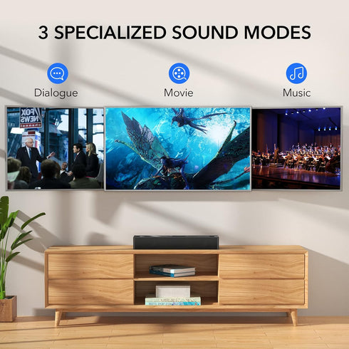 Small Sound Bar for TV, PC, Gaming | Mini TV Speaker Soundbar with Bluetooth/HDMI ARC/Optical/AUX/USB Connections