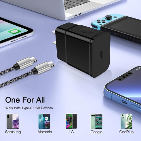 Fast Charger Type C 25W USB C Charger for Motorola Razr 2023, Edge, G24 Power, Moto G Play 2024/G Power/G Stylus/G