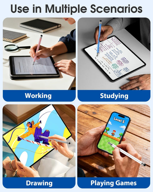 AUZOSL 2-in-1 Stylus Pen for Touchscreen, High Precision & Sensitivity Stylus Pen for iPad/iPhone/Android Tablets