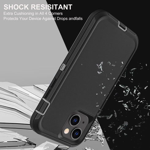 iPhone 13 Mini Case, Military Grade 3 in 1 Heavy Duty Shockproof/Dust Proof with 2Pcs Tempered Glass Protector