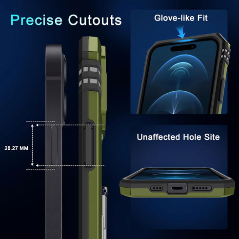 DEERLAMN iPhone 15 Case - Olive Green, Military Grade Shockproof, Slide Camera Cover, Screen Protector (2 Packs),