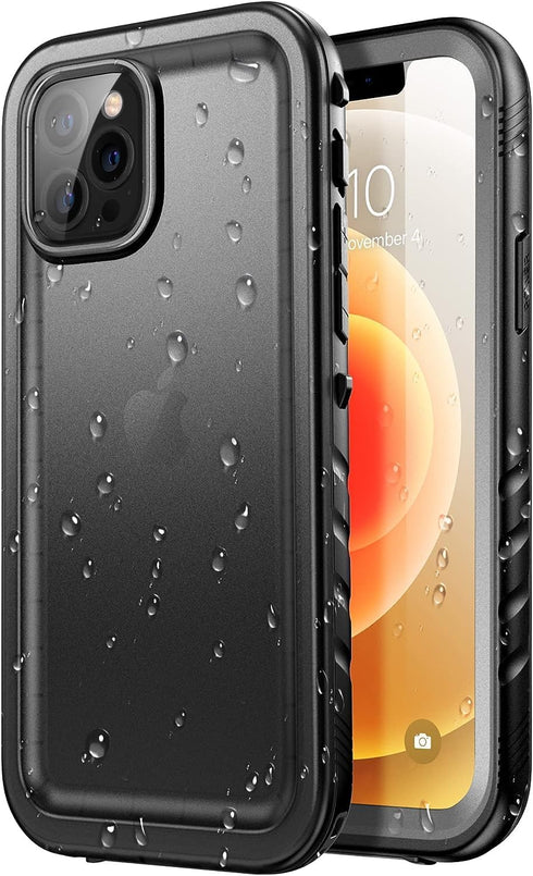 SPORTLINK Waterproof Case for iPhone 12, Full Body Shockproof Dustproof with Screen Protector, Black