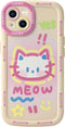 Mouzor Cute Phone Case Compatible with iPhone 13, Big Head Kitty Cat, Animals