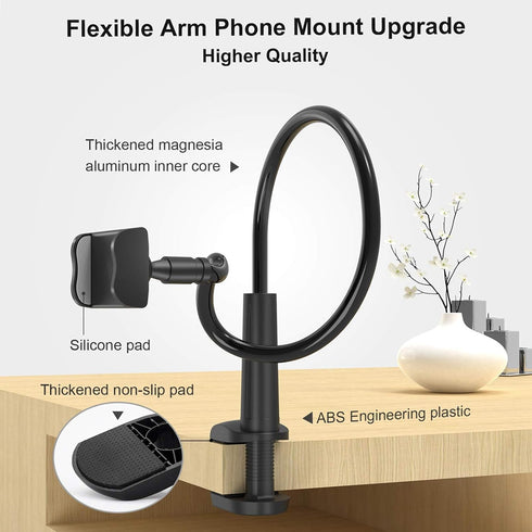 Phone Holder Bed Gooseneck Mount - Flexible Arm 360 Mount Clip Adjustable Bracket Clamp Stand for Cell Phone 11 Pro XS