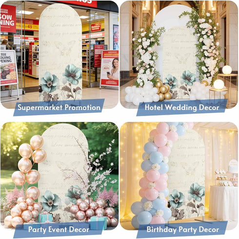 Duskova Living 4 Victorian Style Arch Backdrop Cover FT, Vintage Blue Flowers Broccoli Wedding Arch Cover Stretchy