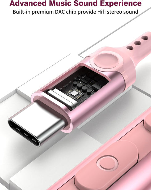 USB C Headphones for Apple iPhone 15 Plus iPad Galaxy S24, Type C Earphone Microphone Magnetic Wired Earbud for Android