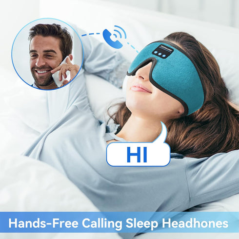 Sleep Headphones, 3D Bluetooth Sleep Mask, Washable with Ultra Thin Stereo Speakers, Microphone for Insomnia Travel