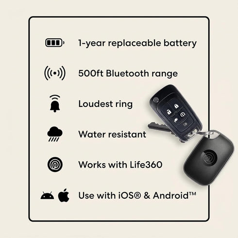 Life360 1-Pack Tile Pro - Powerful Bluetooth Tracker, Key Finder and Item Locator for Keys, Bags and More. Both iOS