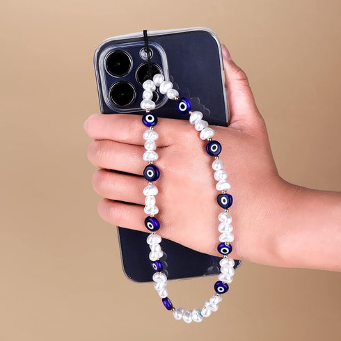Evil Eye Beaded Phone Charm, Handmade Lanyard Wrist Strap Keychain for Men Women Girls Cell Phone String Strap