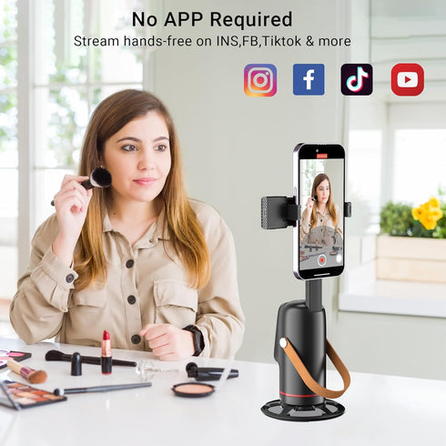 Voinap 360 Auto Face Tracking Phone Holder with Remote and Light, Rotation Tripod Stand for Call Phone, GoPro, Compact